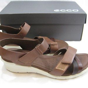Ecco Women's Felicia Ankle Strap Wedge Strappy Sandal US 9 9.5 40 Brown Comfort